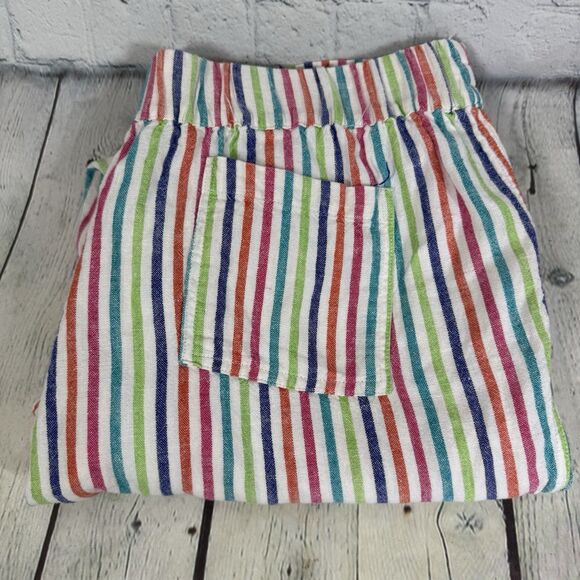 By Cynthia Pants Large Pull On Linen Blend Striped Waist Pockets Resort Cottage - Picture 1 of 11